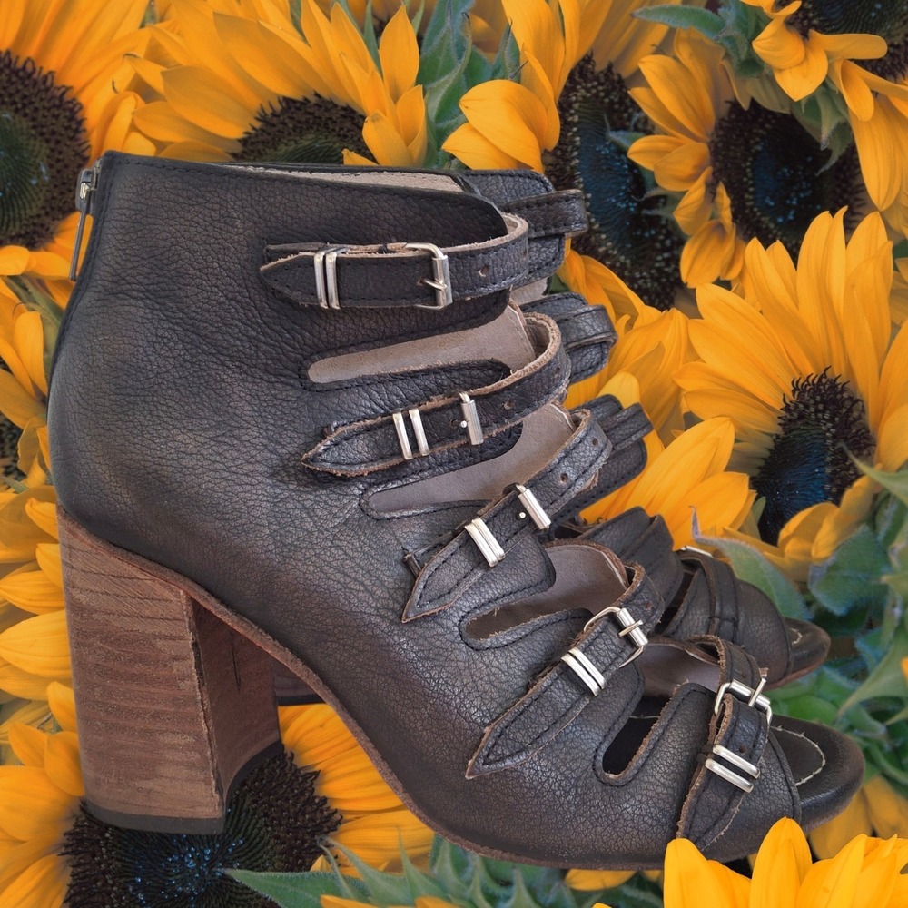 Freebird Topaz Boho Summer Brown Leather Heel Gladiator Sandals Size 9
